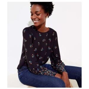 Ann Taylor Loft Flowy Long Sleeve Floral Blouse Size Medium